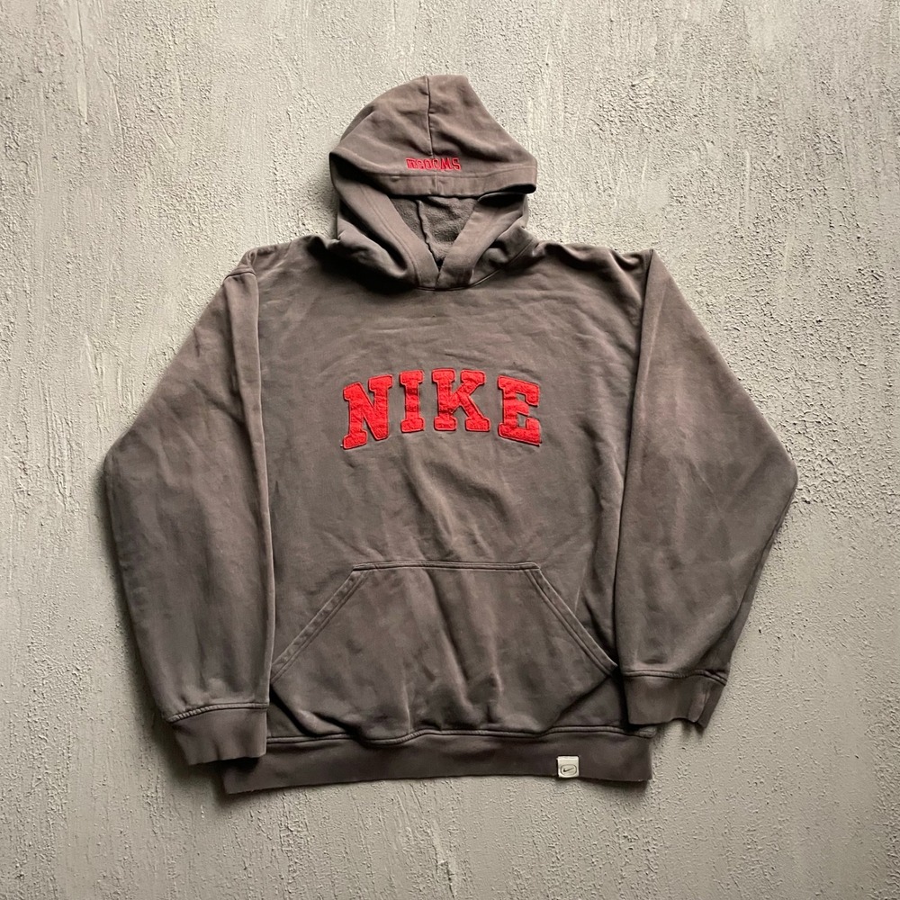 Vintage Nike Spellout Hoodie Men XL Brown 2000s Nike